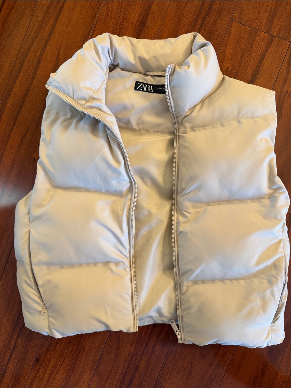 ZARA Cream Quilted Puffer Vest